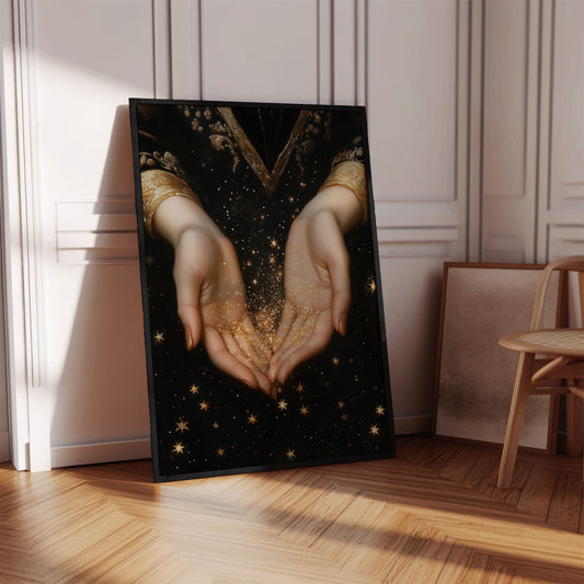 Stardust Hands | Romantic Fantasy Wall Art with Eco-Friendly Premium FSC Paper